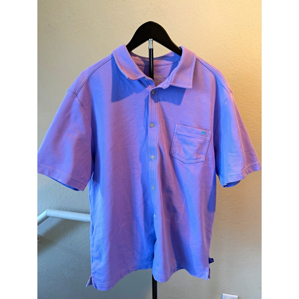 Tommy Bahama IslandZone Supima Polo Shirt Mens XL Purple Pocket Performance